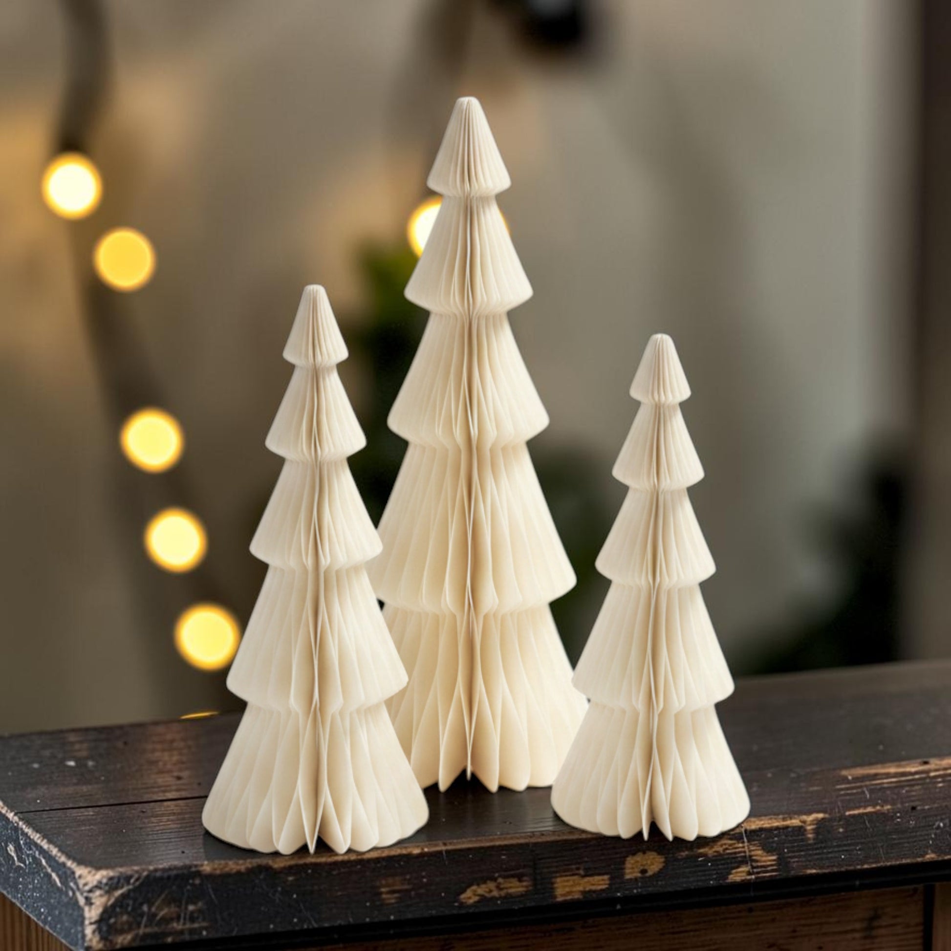 Set of 3 White Standing Trees