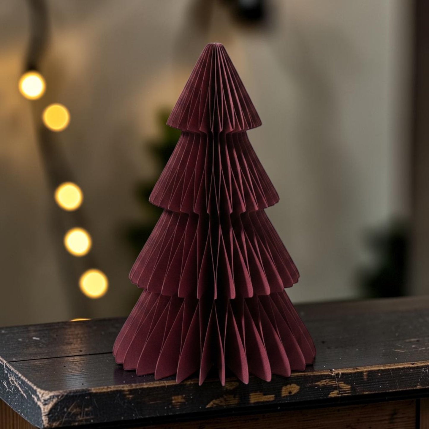 Set of 3 Claret Red Paper Christmas Trees 20cm