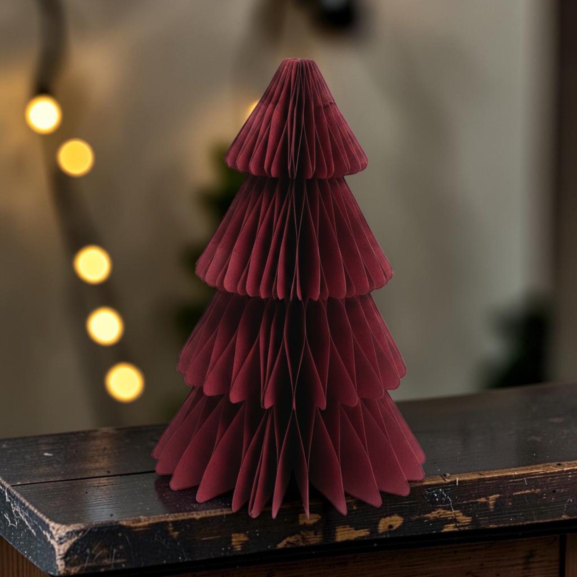Set of 3 Claret Red Paper Christmas Trees 25cm