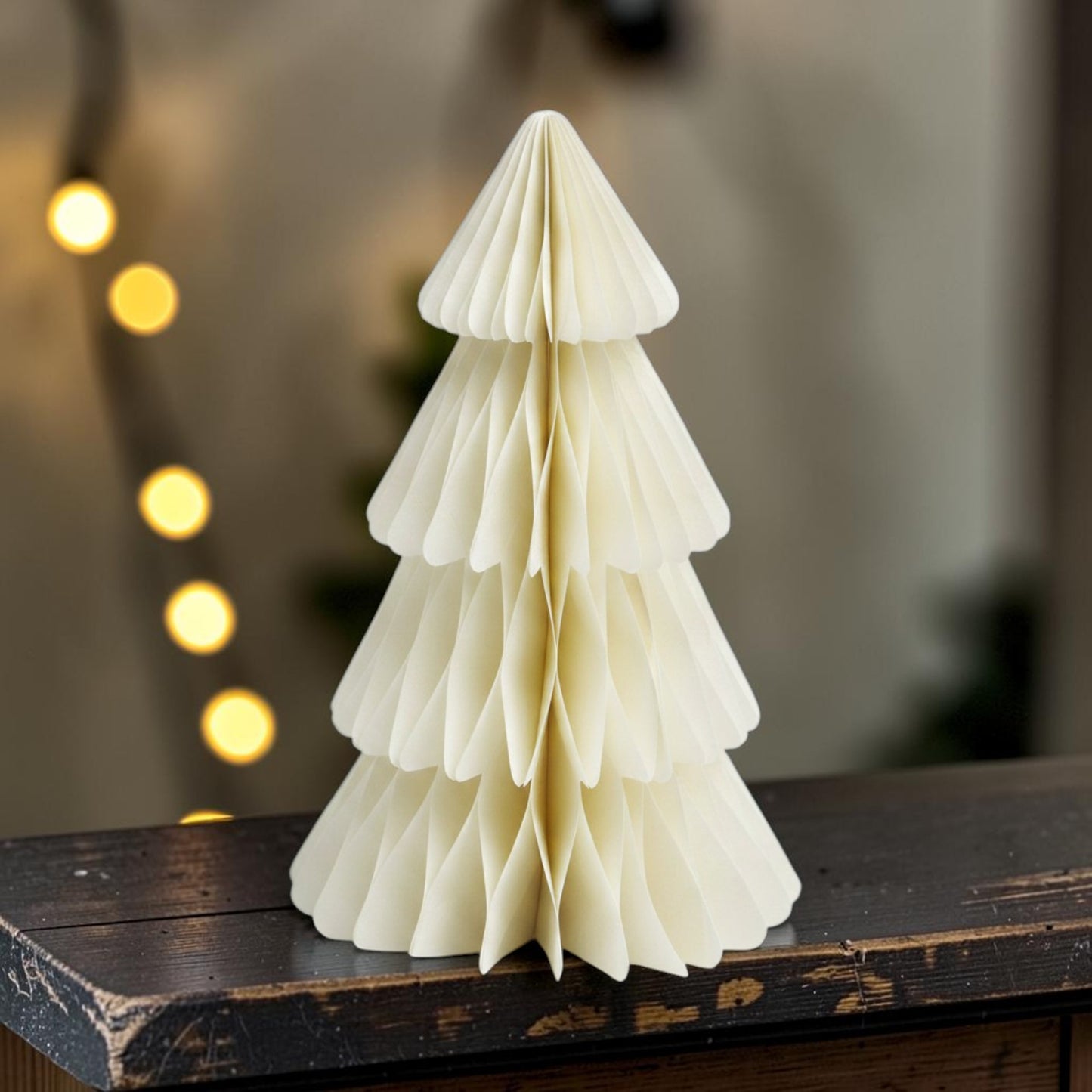 Set of 3 Winter White Paper Christmas Trees 25cm