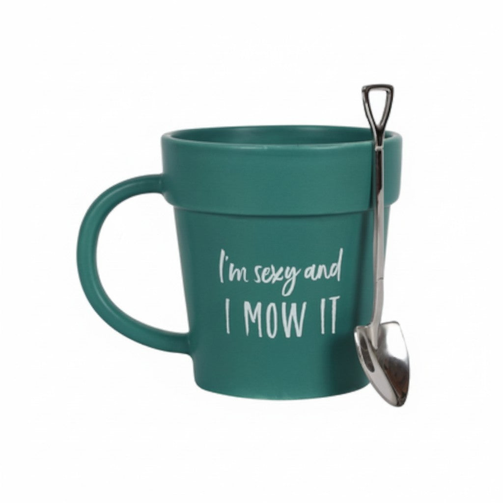Sexy and I Mow It Pot Mug and Shovel Spoon
