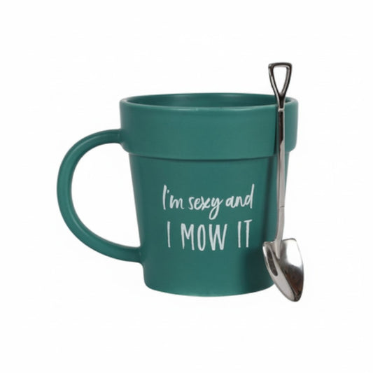 Sexy and I Mow It Pot Mug and Shovel Spoon