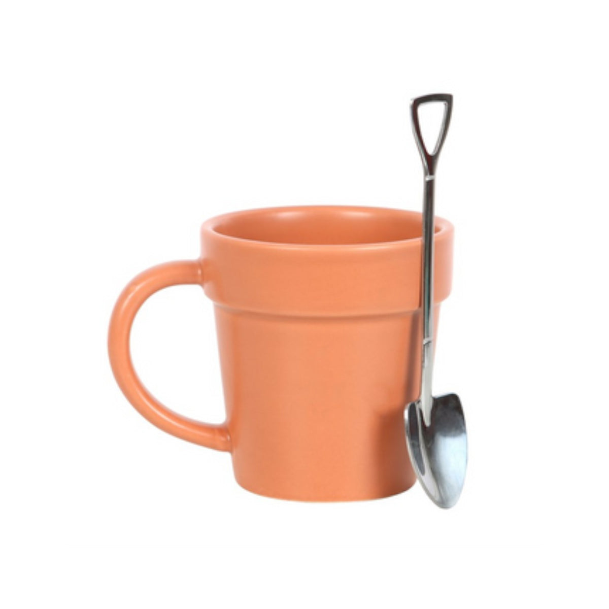 Plain Plant Pot Ceramic Mug and Shovel Spoon