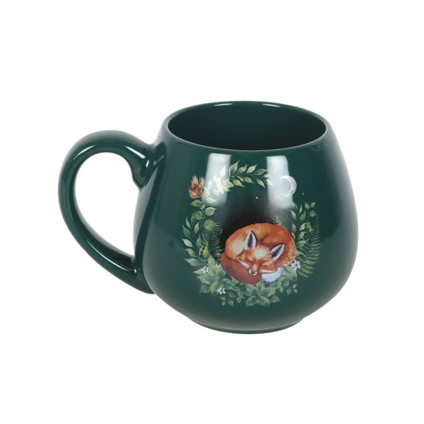 Green Sleeping Fox Rounded Mug