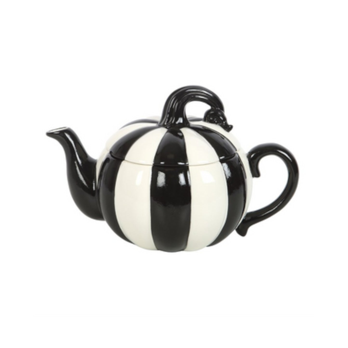 Black and White Striped Pumpkin Teapot