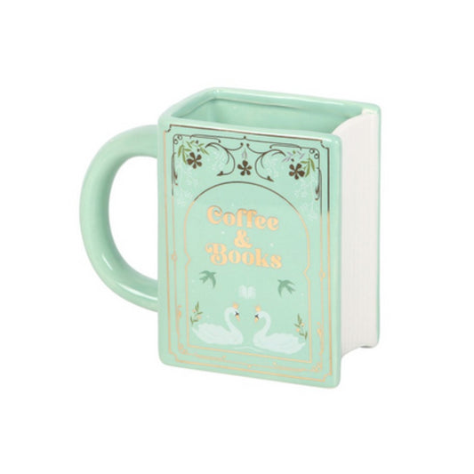 Coffee and Books Green Book Shaped Mug