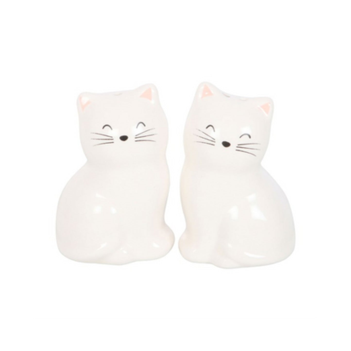 White Cat Shaped Salt and Pepper Shakers