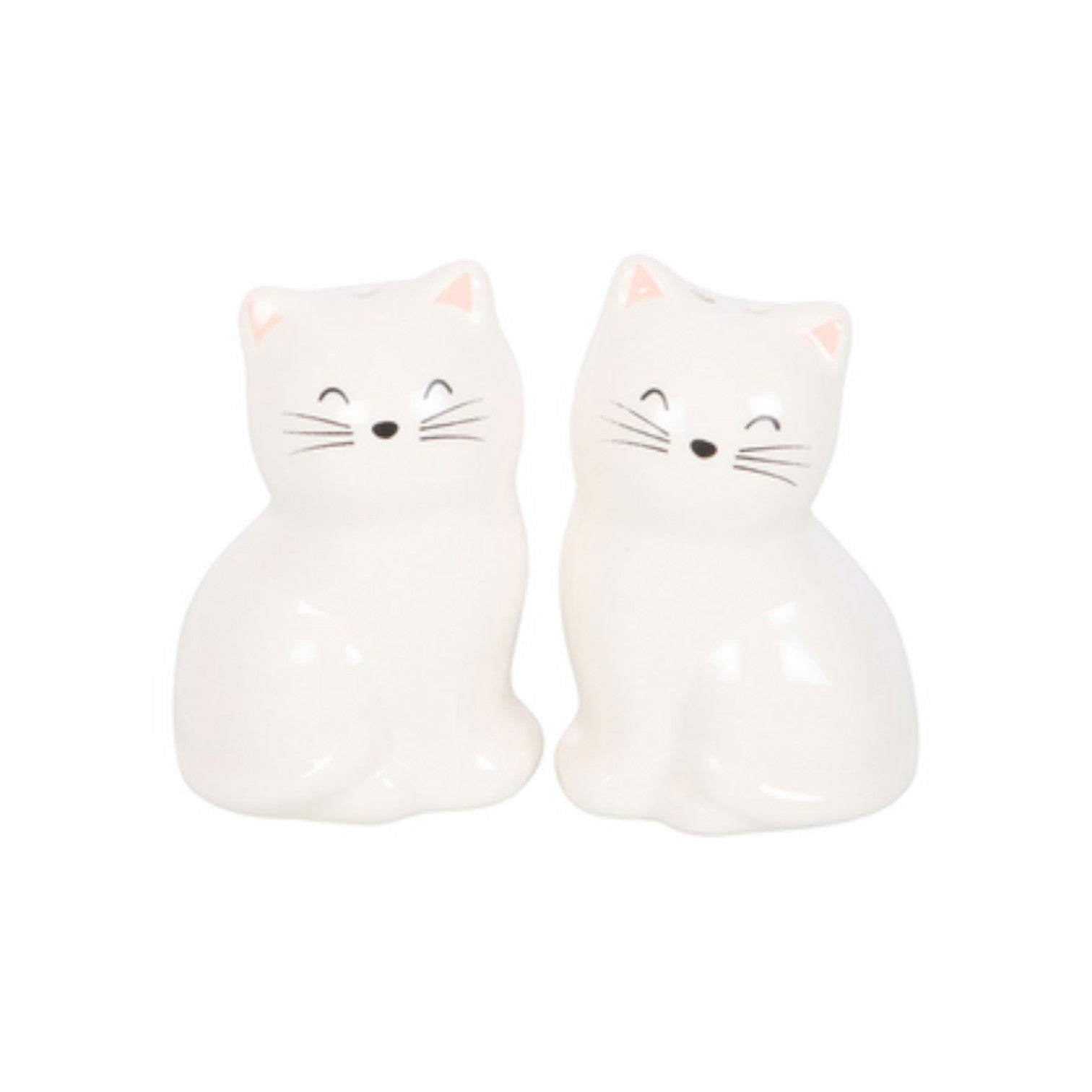 White Cat Shaped Salt and Pepper Shakers