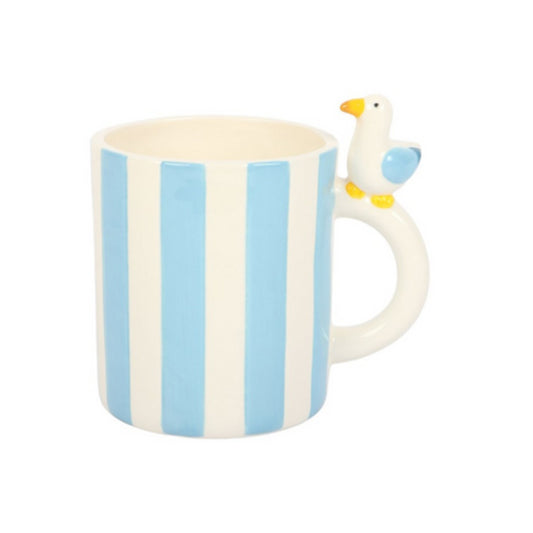 Striped Mug with Seagull