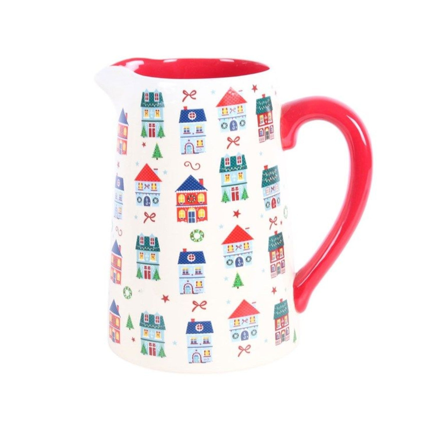 Christmas Street Print Ceramic Flower Jug