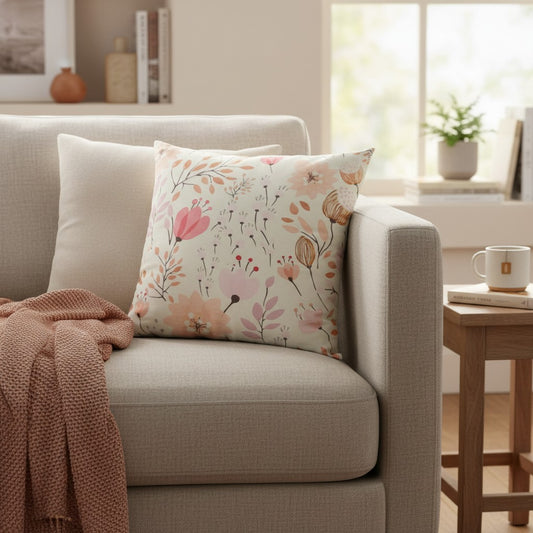 Handmade Printed Cotton Cushion with Filling 45cm