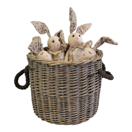 Round Log Basket with Rope Handles
