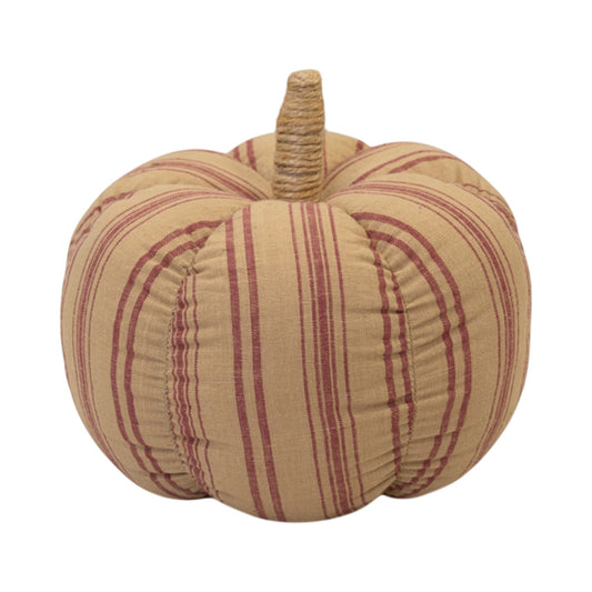 Beige and Deep Rose Striped Fabric Pumpkin