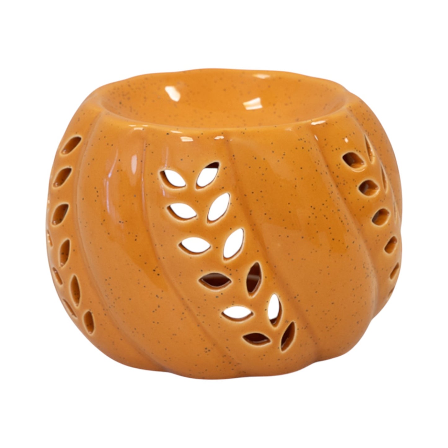 Orange Ceramic Wax Burner with Leaf Detail