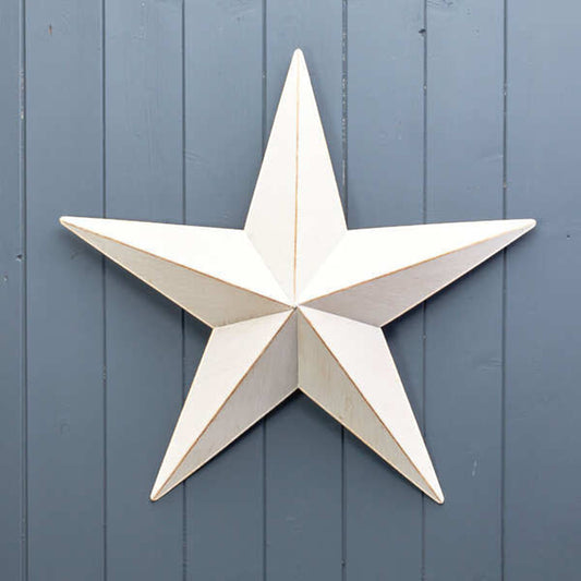 Large White Metal Star Christmas Decoration 52cm