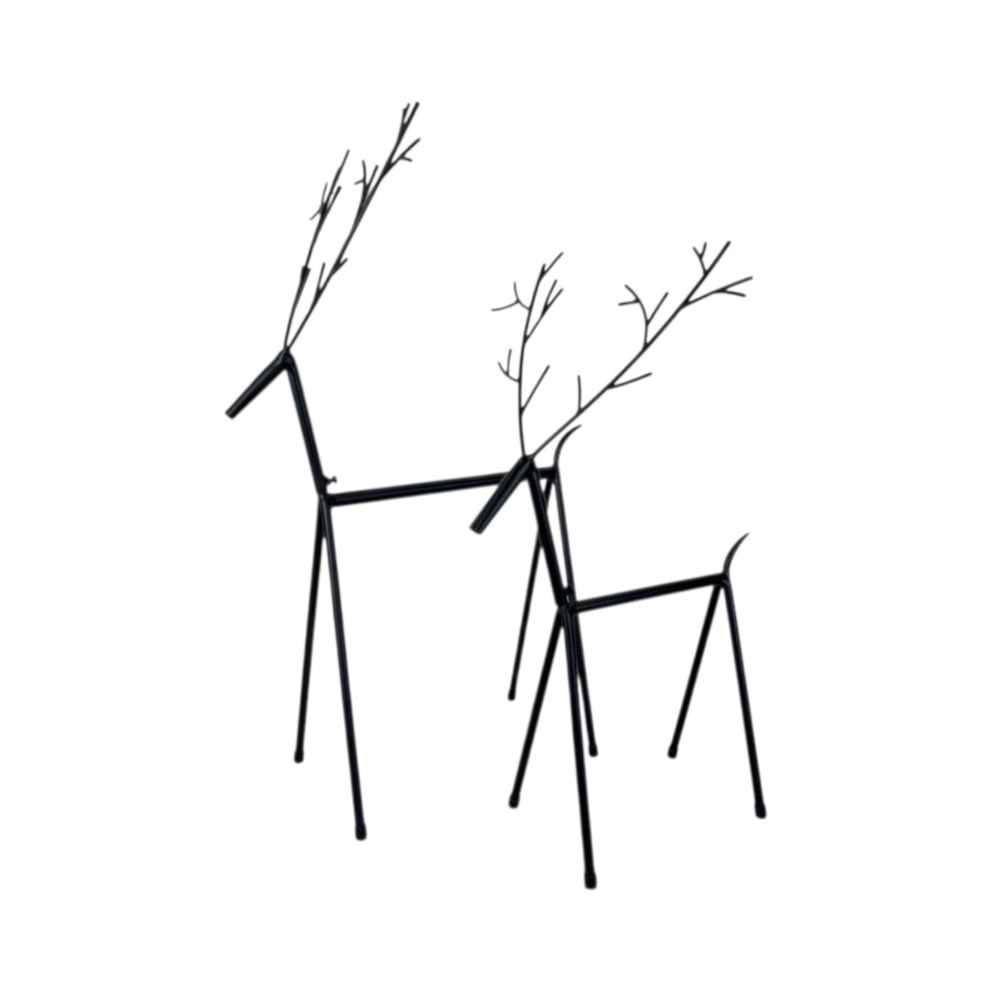 Black Metal Set of Two Reindeer Decorations Boxed