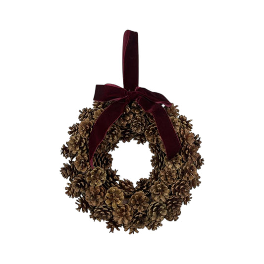 Pinecone Wreath with Bow 34cm