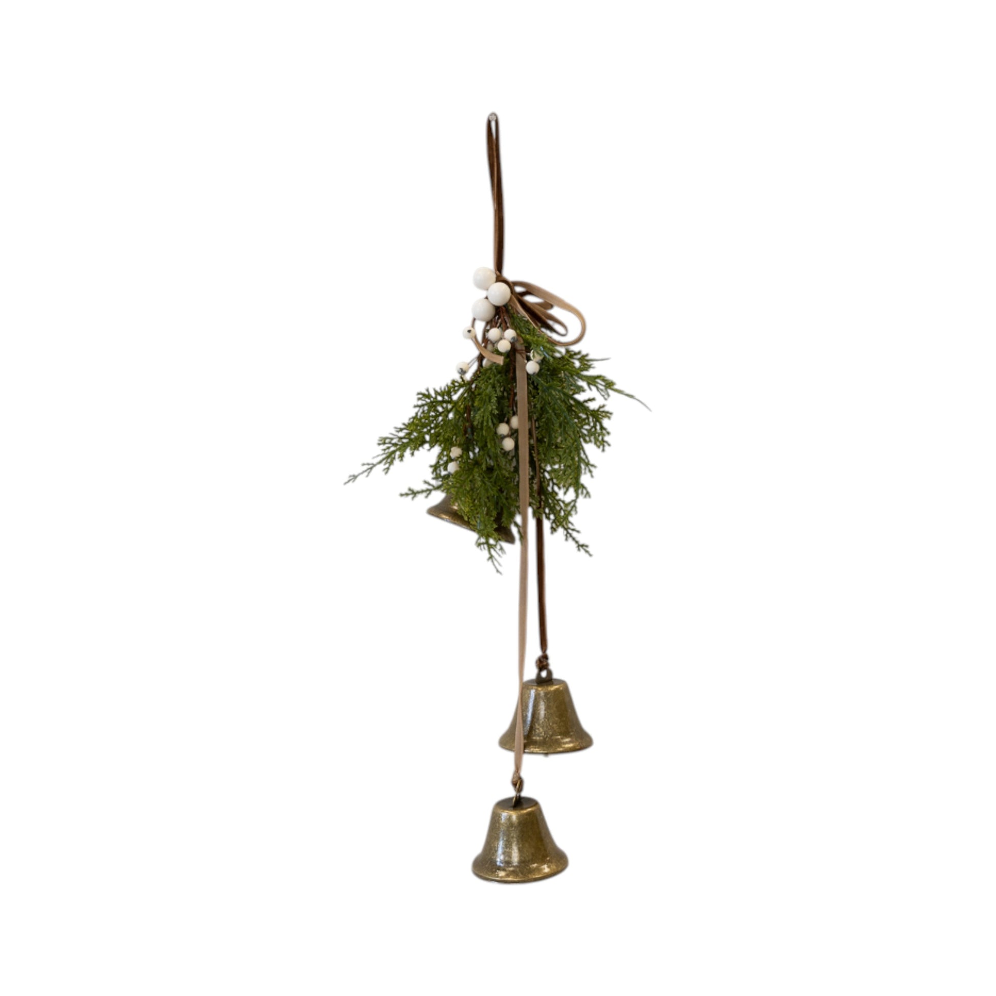 Hanging Bells with Greenery and White Berries