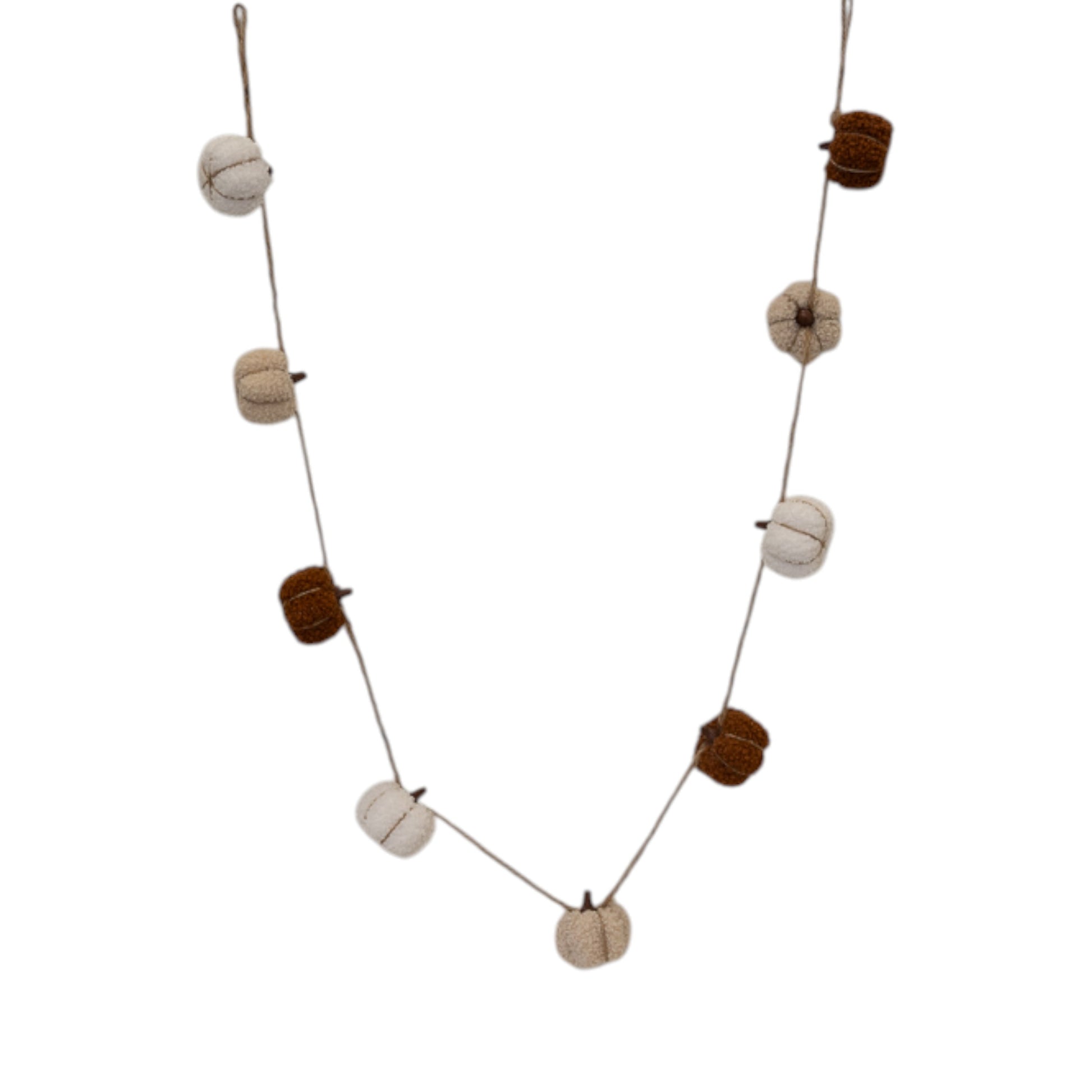Boucle Pumpkin Garland White Beige and Brown 150cm