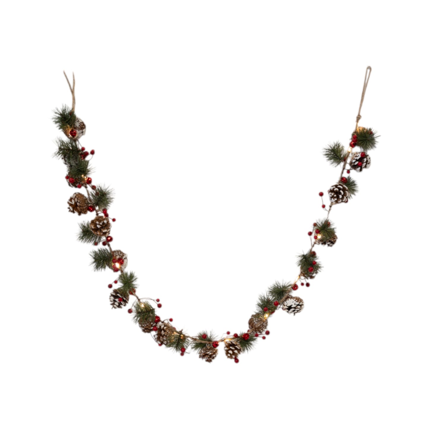 LED Garland with Pinecones and Berries 150cm
