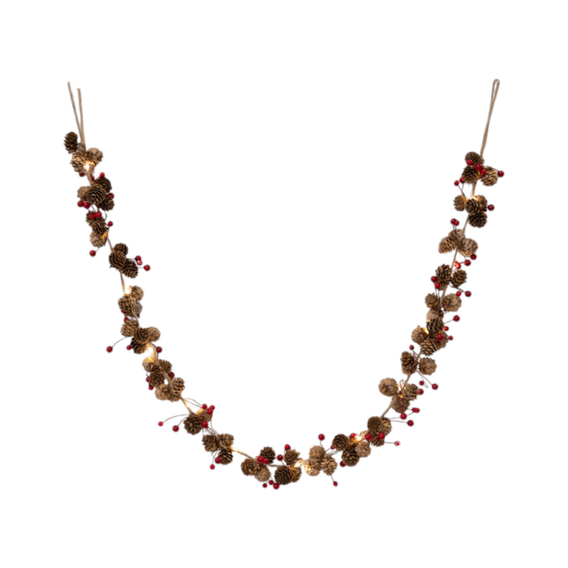 LED Garland with Pinecones and Berries 150cm