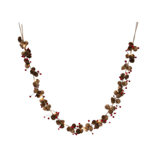 LED Garland with Pinecones and Berries 150cm