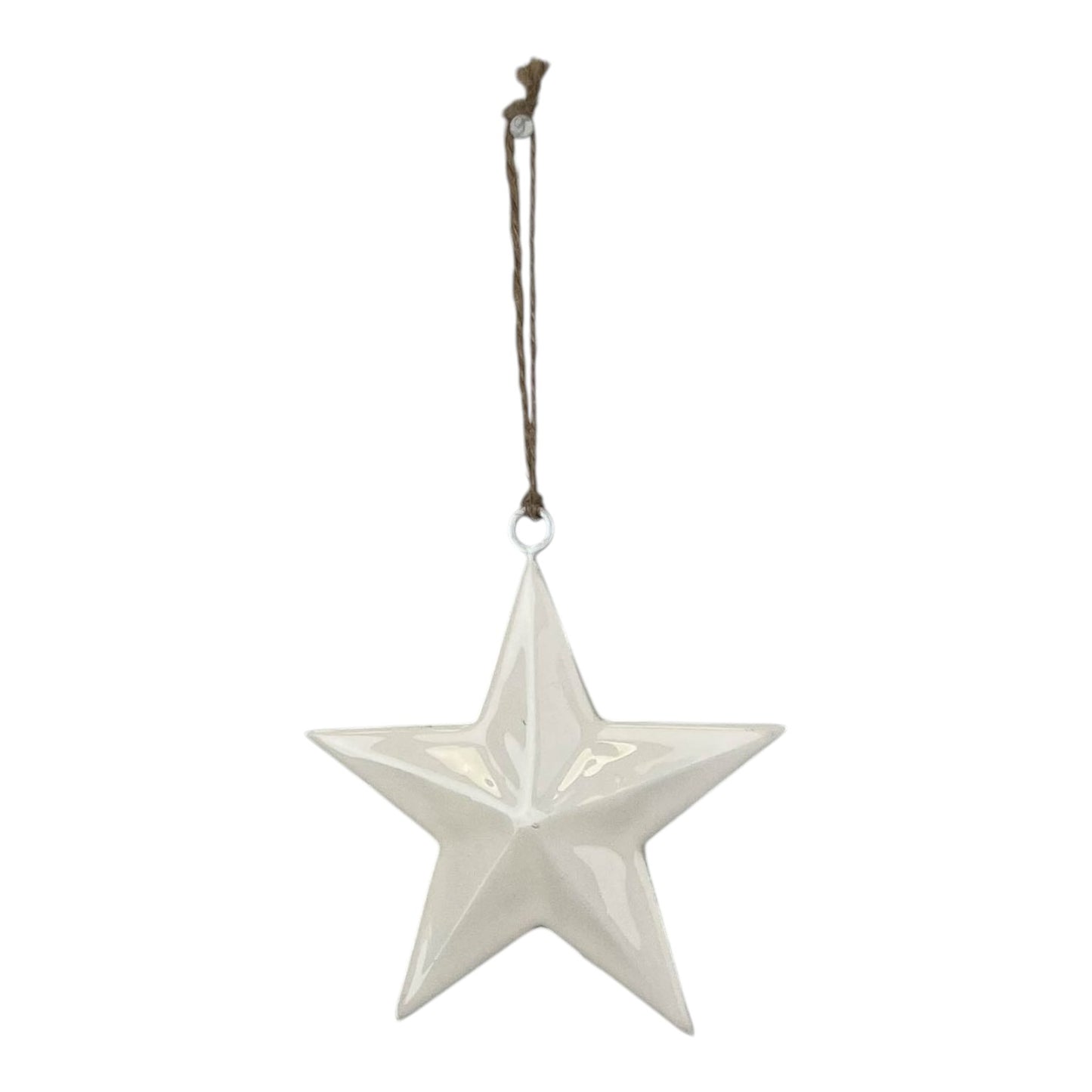 White Enamel Hanging Star 12cm