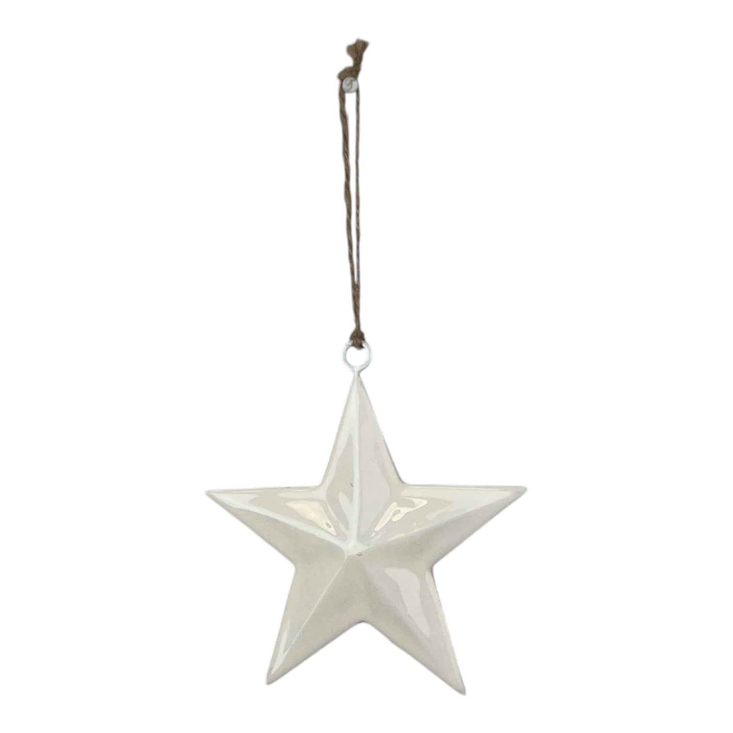 White Enamel Hanging Star 12cm