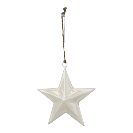 White Enamel Hanging Star 10cm