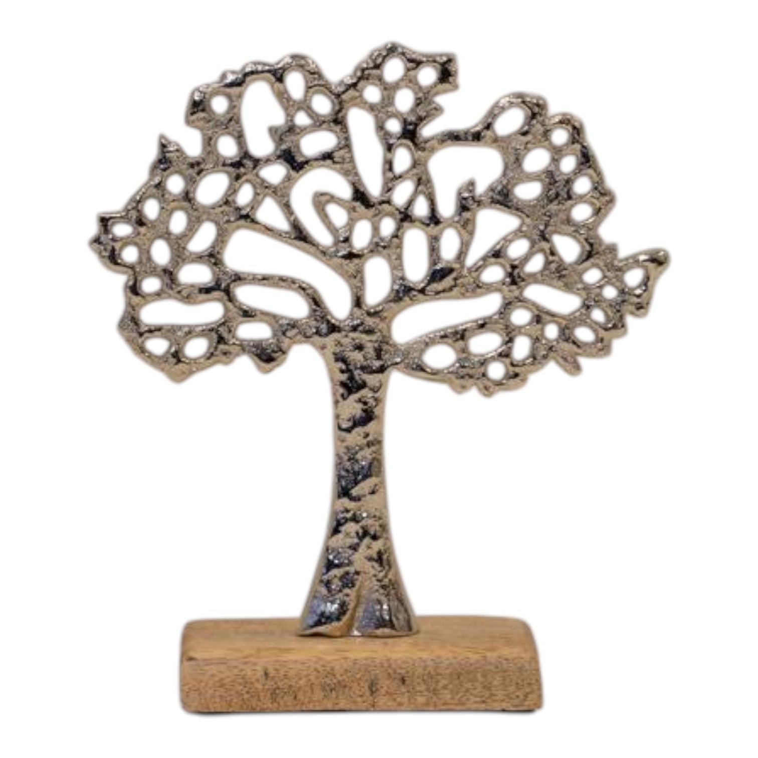Silver Tree of Life on Wooden Base 16x5x19cm