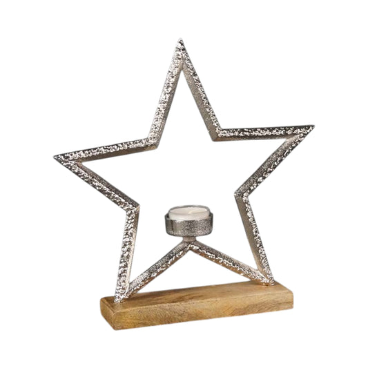 Black Metal Star Tealight Candle Holder 26cm