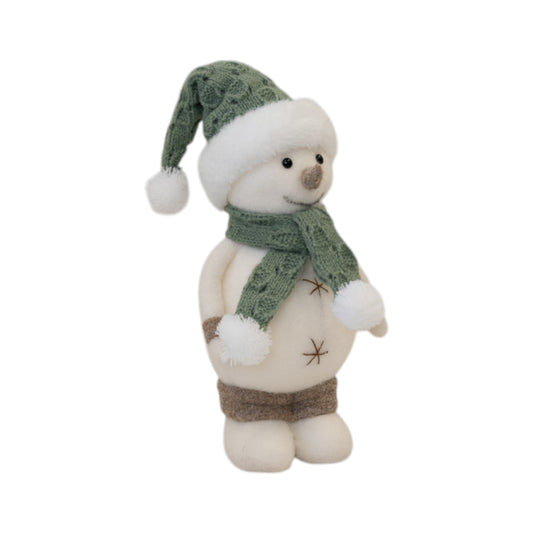 Felt Sage and White Standing Snowman