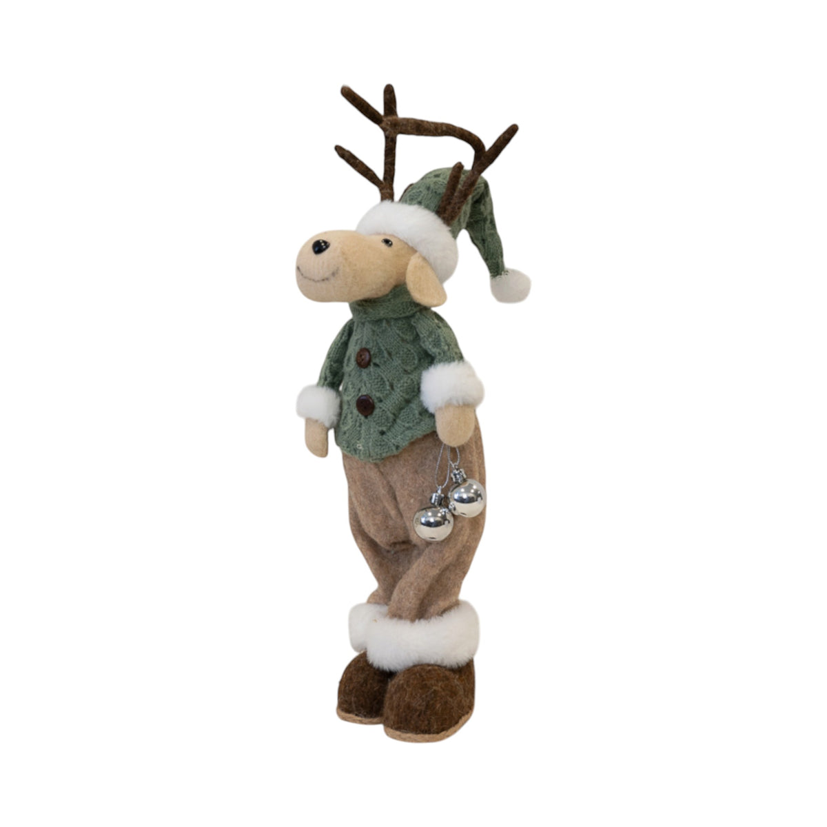 Standing Male Felt Elk Christmas Ornament with Antlers