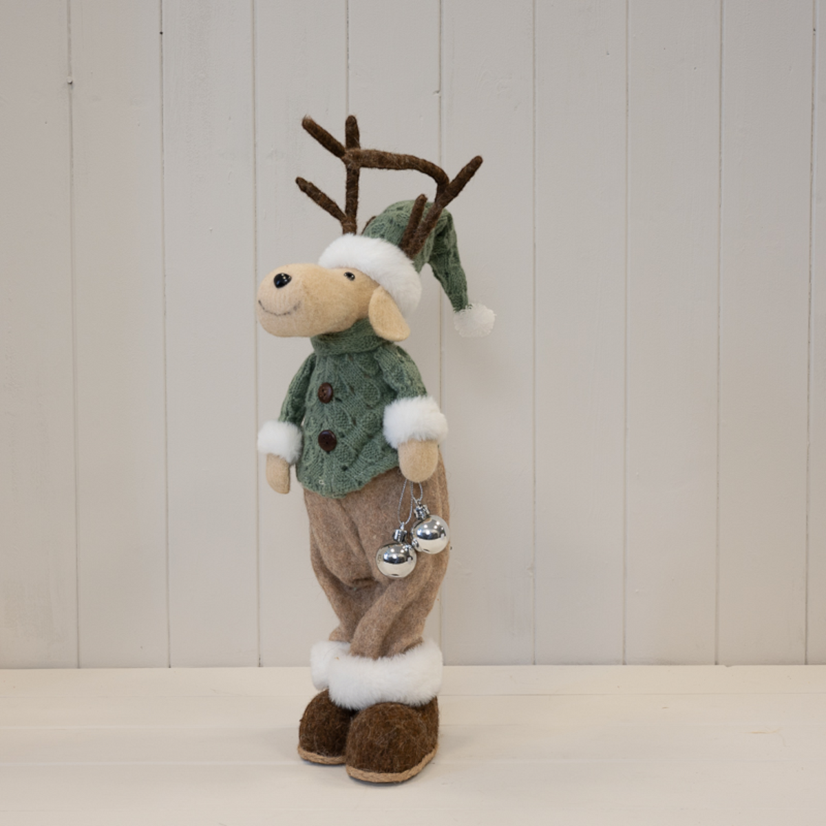 Standing Male Felt Elk Christmas Ornament with Antlers
