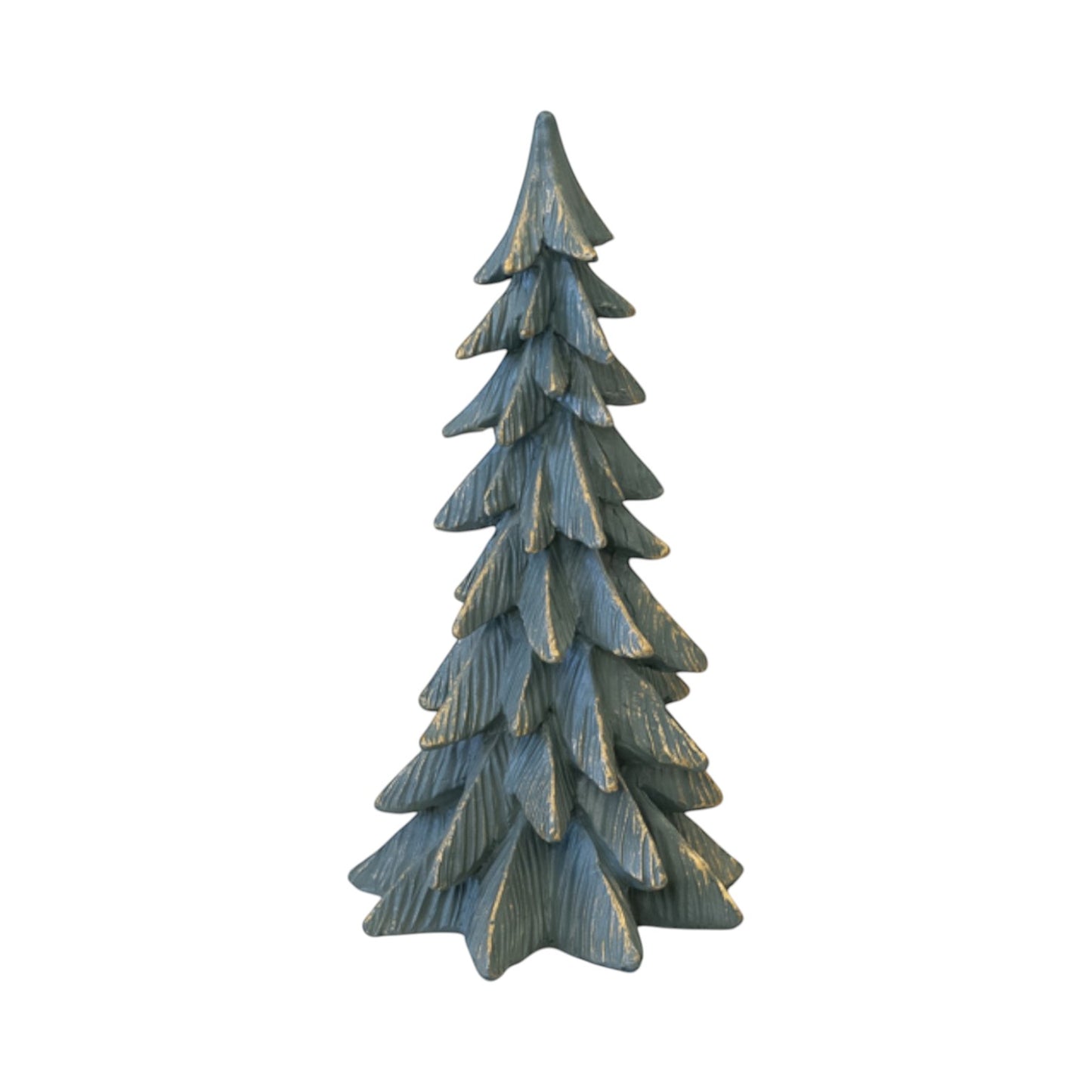 Resin Christmas Tree Dark Sage with Gold Edging Medium