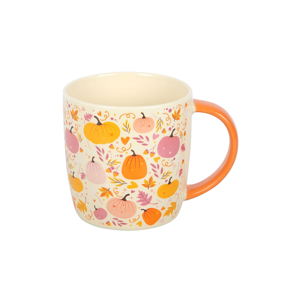 Pink and Orange Pumpkin Print Mug