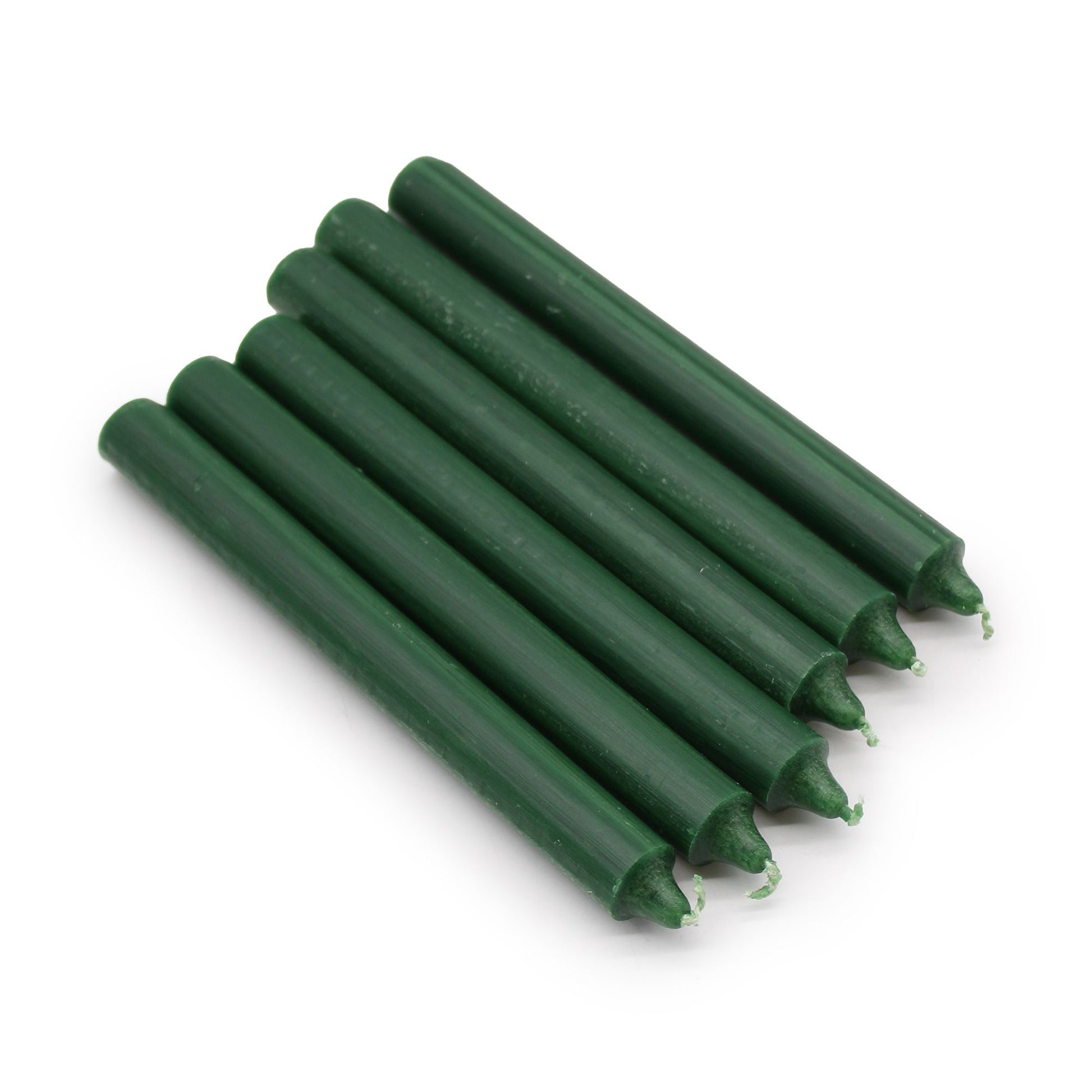 Solid Colour Dinner Candles - Rustic Holly Green - Pack of 6