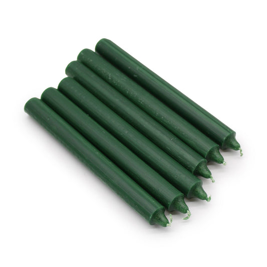 Solid Colour Dinner Candles - Rustic Holly Green - Pack of 6