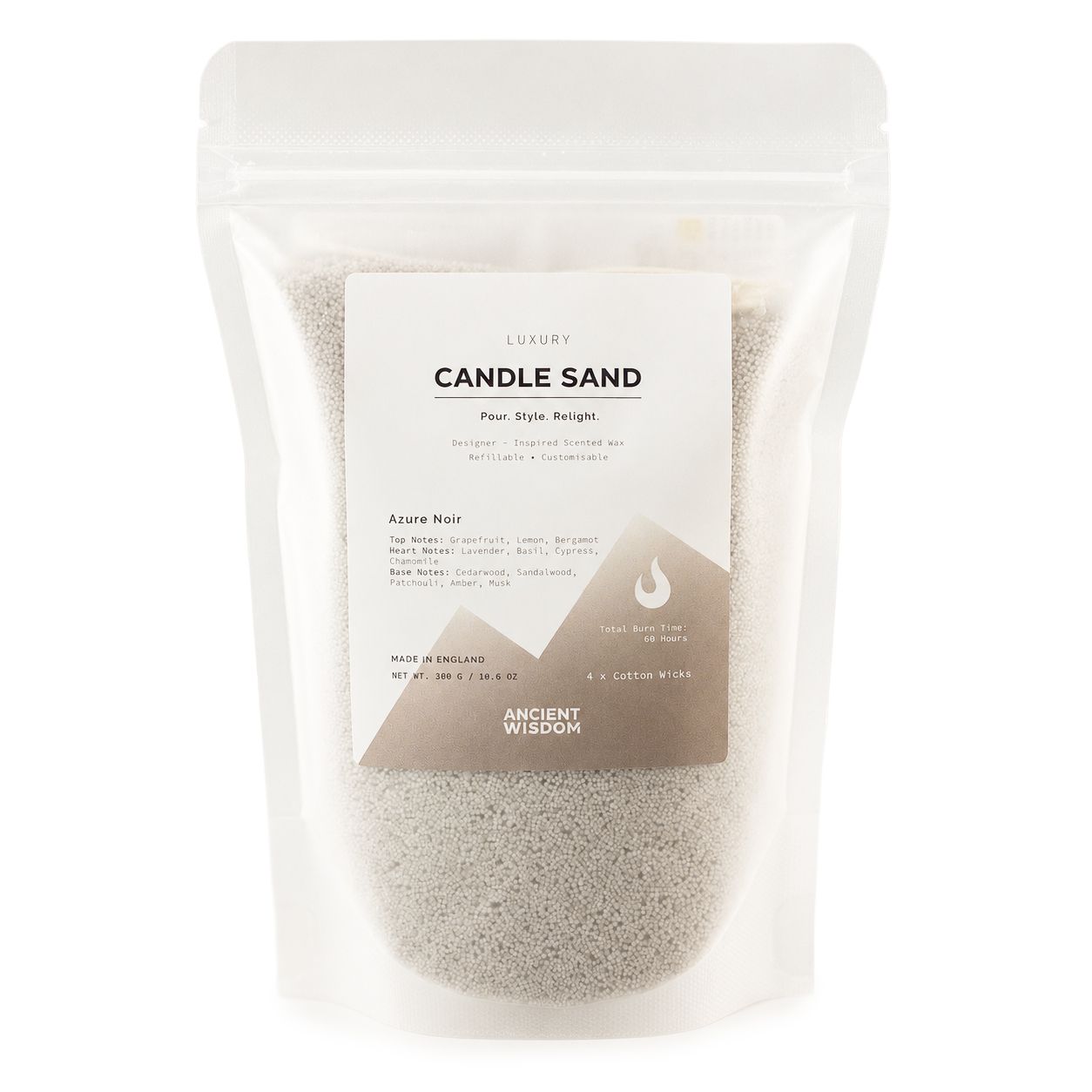 Fragranced Candle Sand - Warm Grey - Azure Noir - 300g