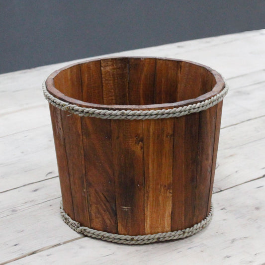 Small Wooden Storage Tub Brown