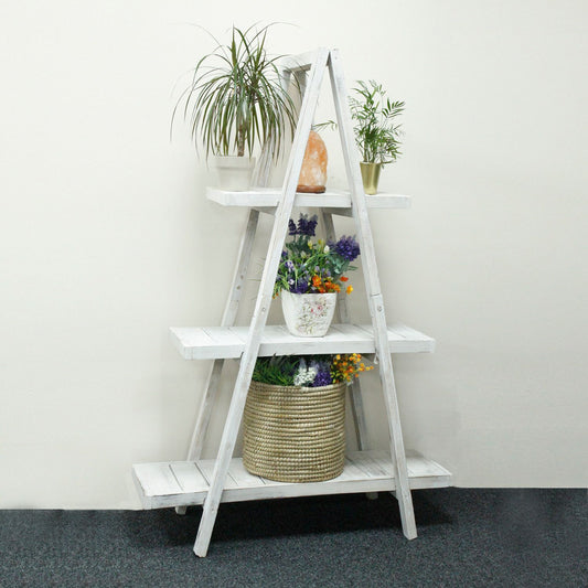 Folding Wooden A-Frame Shelf Whitewash