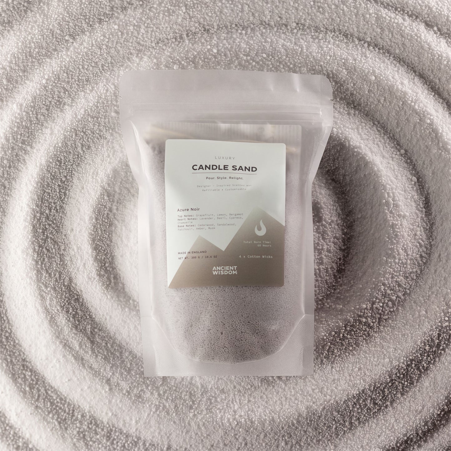 Fragranced Candle Sand - Warm Grey - Azure Noir - 300g