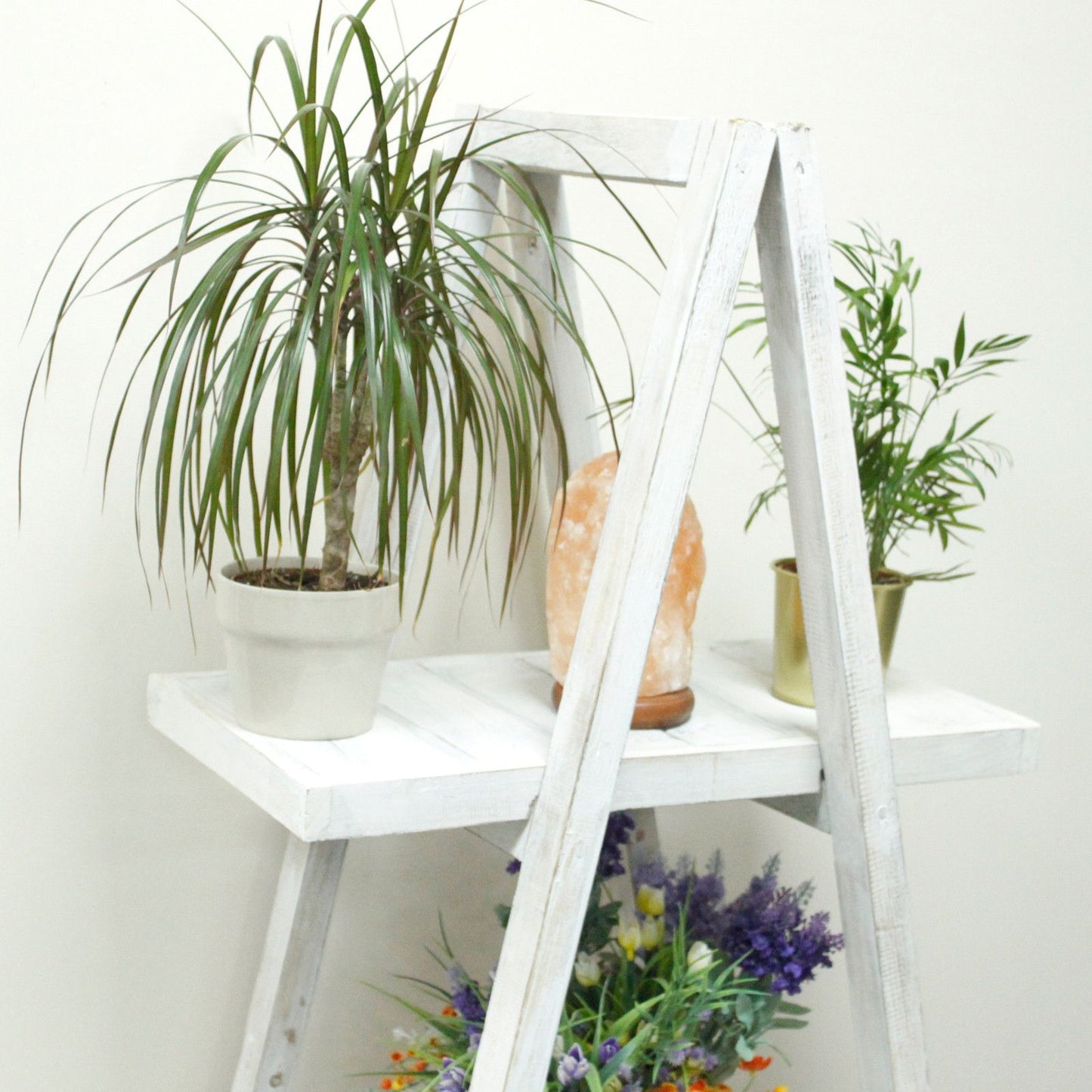 Folding Wooden A-Frame Shelf Whitewash