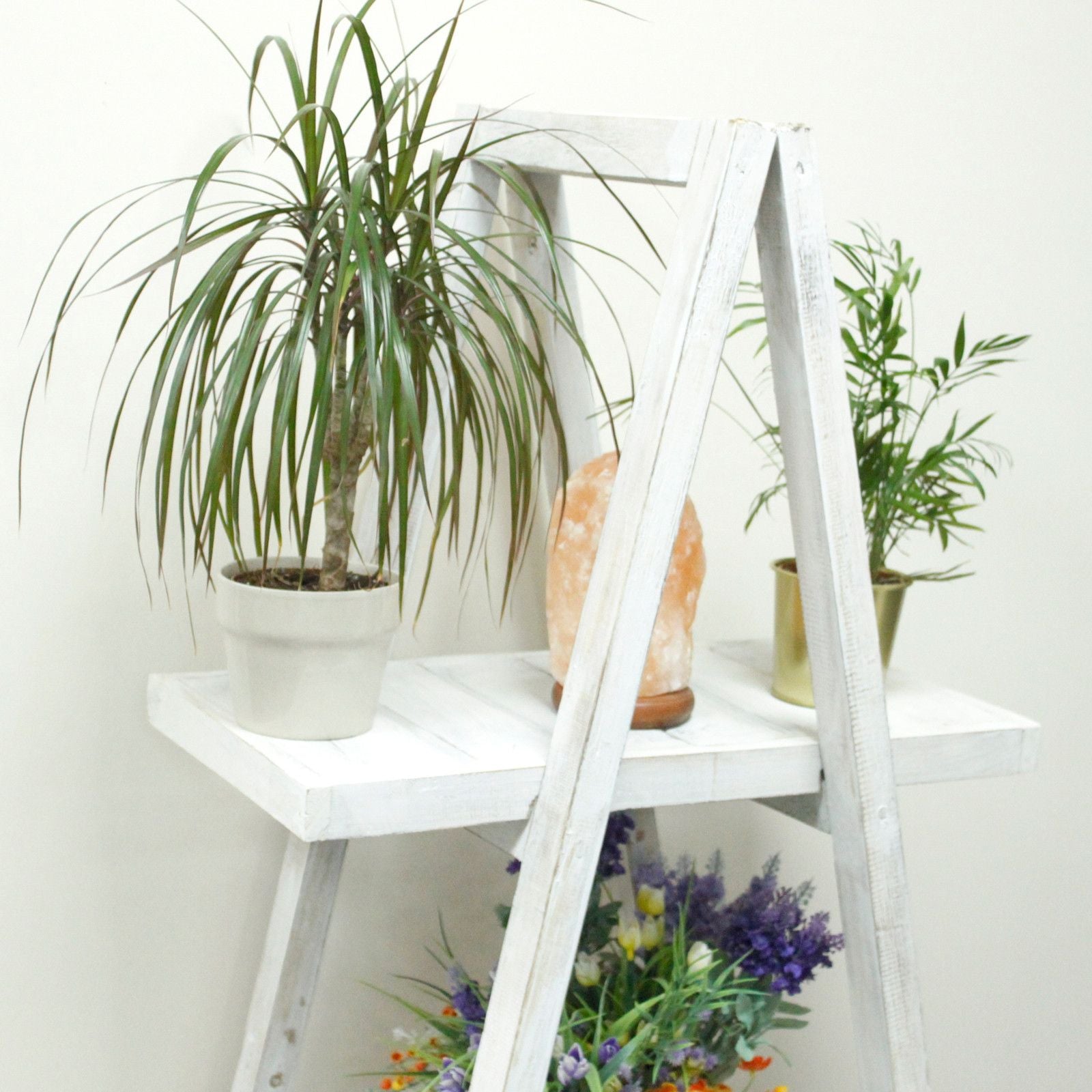 Folding Wooden A-Frame Shelf Whitewash