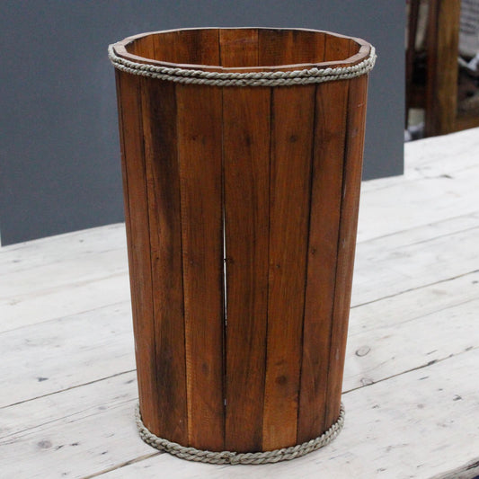 Large Wooden Storage Tub Brown