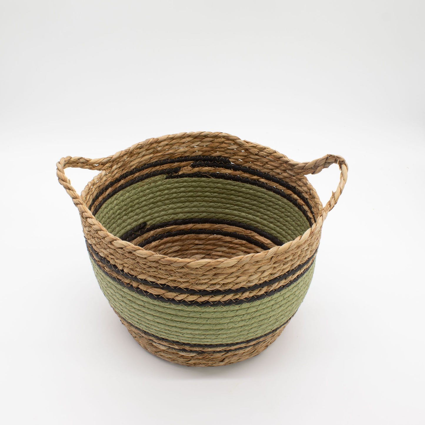 Cotton & Seagrass Large Baskets - Natural Black & Green- Set of 5