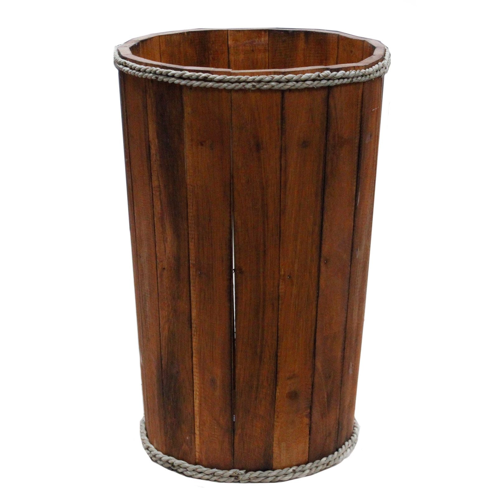 Large Wooden Storage Tub Brown