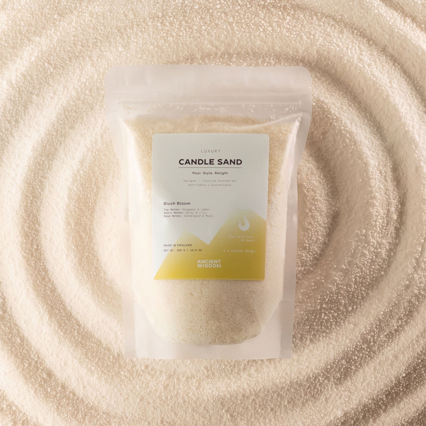 Fragranced Candle Sand - Warm Honey - Blush Bloom - 300g