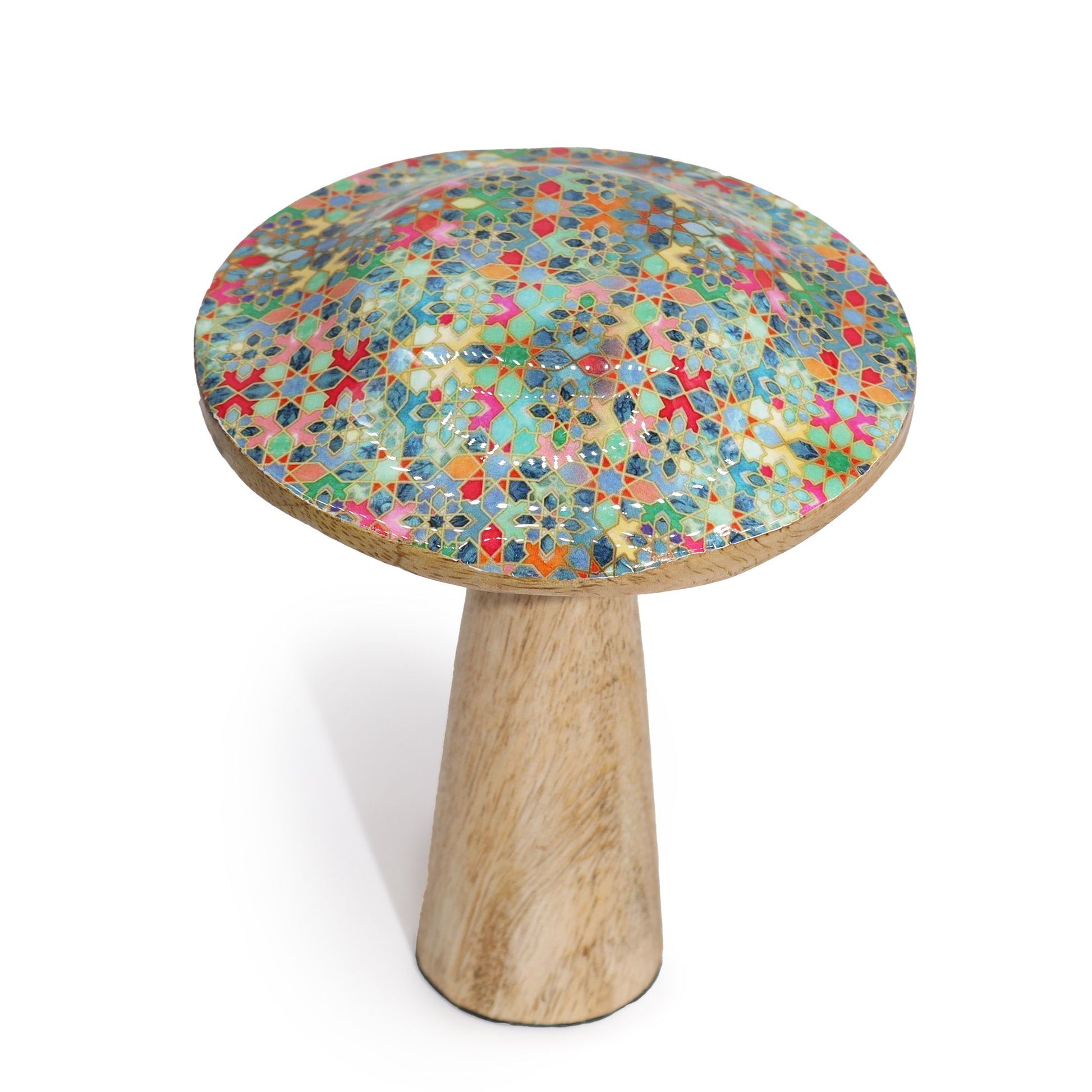 Medium Wooden Mushroom - Mediterranean Tile Pattern