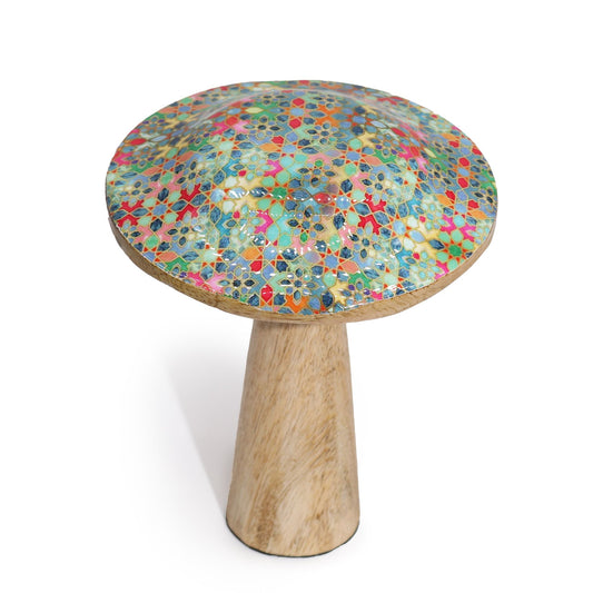Medium Wooden Mushroom - Mediterranean Tile Pattern